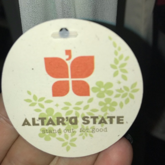 ALTAR’D STATE Maxi Silk Dress Jade Green White Color Block Lined Size Large - Picture 7 of 13